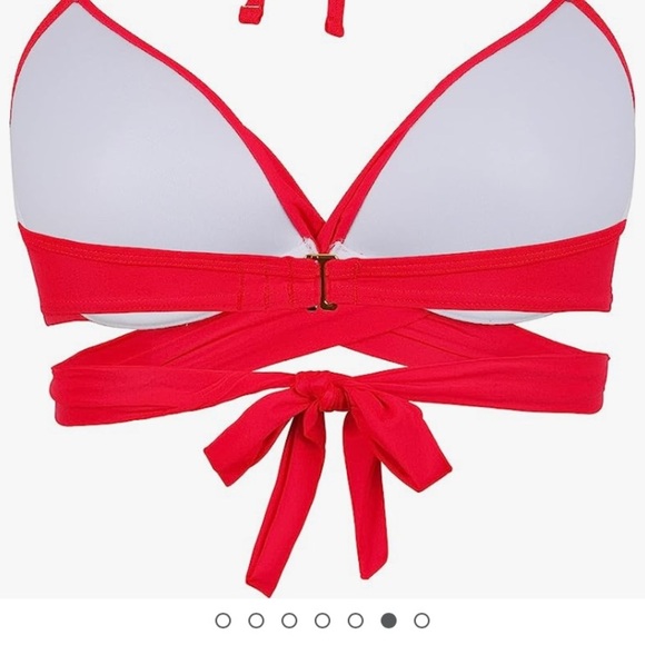 NWT Carmen Marc Valvo Swim Sense Red scarlet Wrap Top - Picture 3 of 12